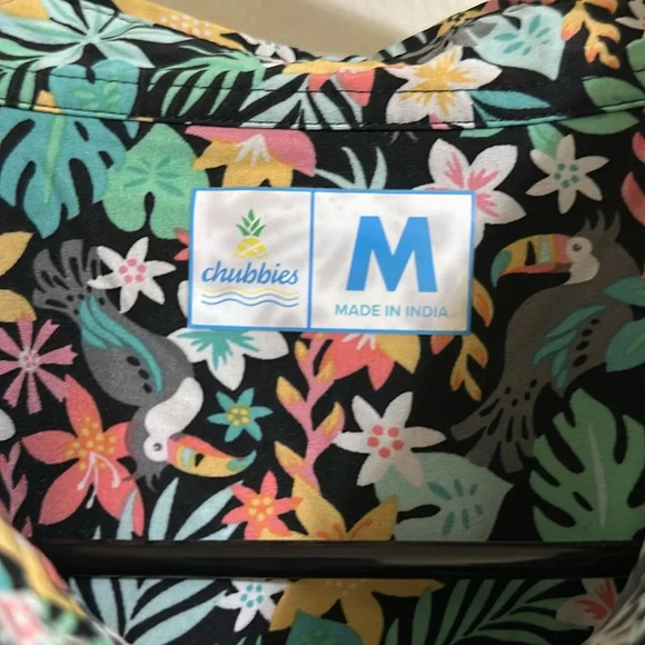 EUC Chubbies Tropical Toucan Palm Button Down Polo - Picture 3 of 5
